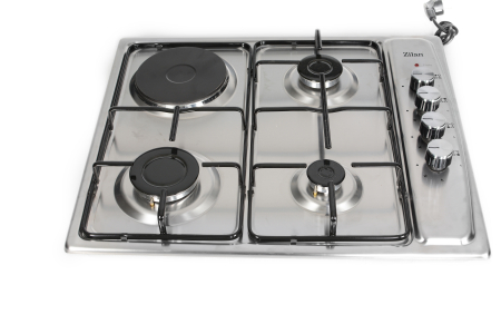 Plita incorporabila Zilan ZLN1918 GPL si Gaz natural 58x50 cm, 3 ochiuri, 1 ochi electric, duze de schimb incluse, aprindere electrica, Inox [2]