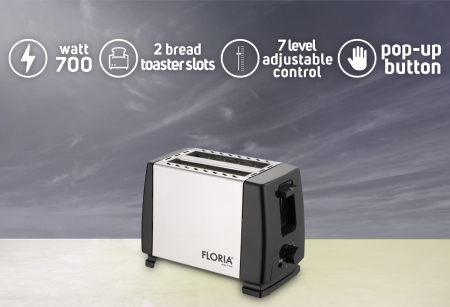 Prajitor de paine Floria ZLN1840 Negru/Inox, 700W, 7 nivele de control al temperaturii, buton de oprire [3]