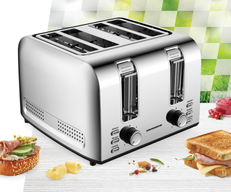 Prajitor de paine Heinner HTP-4S1500SS , 1500w, capacitate 4 felii, 7 niveluri de rumenire, Gri [2]