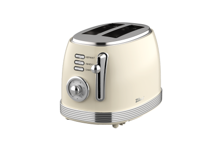 Prajitoare de paine - Prajitor de paine Retro Zilan ZLN1191, 2 felii de paine, 850W, 6 trepte de temperatura si timer, dezghetare, reincalzire, picioruse antiderapante