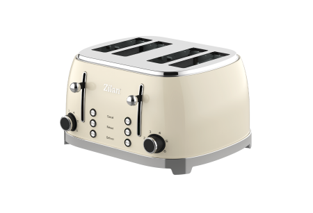 Prajitoare de paine - Prajitor de paine Retro Zilan ZLN1214, 4 felii de paine, 1500W, 6 trepte, dezghetare, reincalzire, picioruse antiderapante