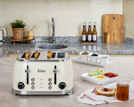 Prajitor de paine Retro Zilan ZLN1214, 4 felii de paine, 1500W, 6 trepte, dezghetare, reincalzire, picioruse antiderapante [7]