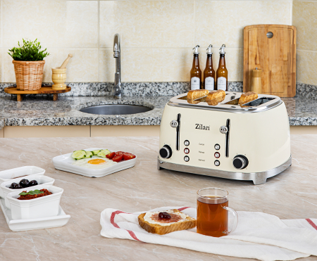 Prajitor de paine Retro Zilan ZLN1214, 4 felii de paine, 1500W, 6 trepte, dezghetare, reincalzire, picioruse antiderapante [4]