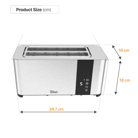 Prajitor de paine Zilan ZLN6234 Argintiun, ecran digital si tactil, putere 1400W, inox [7]
