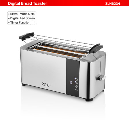 Prajitor de paine Zilan ZLN6234 Argintiun, ecran digital si tactil, putere 1400W, inox [6]