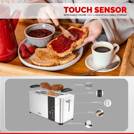 Prajitor de paine Zilan ZLN6234 Argintiun, ecran digital si tactil, putere 1400W, inox [2]