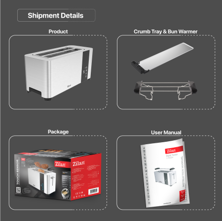 Prajitor de paine Zilan ZLN6234 Argintiun, ecran digital si tactil, putere 1400W, inox [12]
