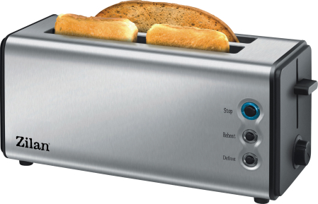 Prajitoare de paine - Prajitor paine dublu inox Zilan ZLN2720, 1300W, 6 grade de rumenire si functii multiple