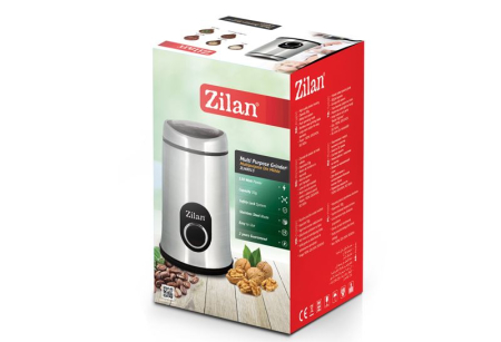 Rasnita cafea electrica, Zilan ZLN8013,Argintiu /Negru 150 W, inox, cutite macinare otel inoxidabil  [2]