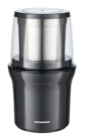 Rasnita electrica Heinner HCG-200DGIX2, rasnire umeda si uscata, 200 W, 70g, 2 recipiente, carcasa inox, Gri [1]