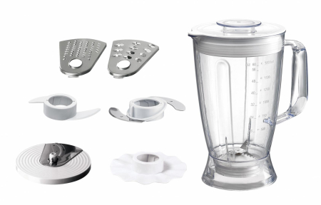 Robot de bucatarie Heinner Charm HFP-750BG, 750 W, Bol 1.2 L, Blender 1.8 L, 4 discuri, Alb/Visiniu [1]