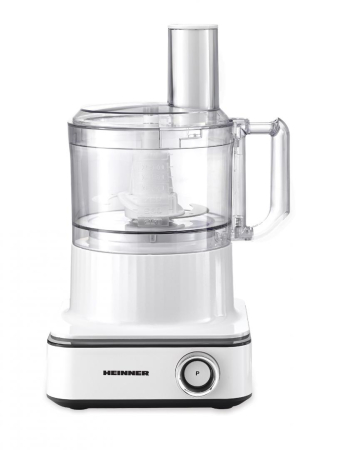 Roboti de bucatarie - Robot de bucatarie Heinner FineGourmet FHP-K1000WP, 1000W, 6 viteze+pulse, bol procesare: 2.3L, lame inox, disc framantare, 3 lame feliere, disc emulsifiere, cana plastic 1.5l, storcator citrice, alb