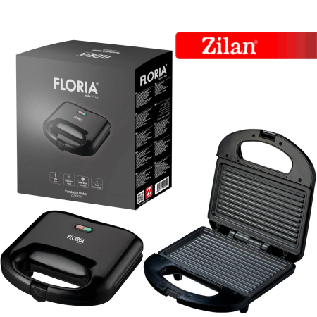Sandwich Maker Floria ZLN0829, Putere 750W, Placa de tip grill, Antiaderenta, indicator luminos, Negru [3]