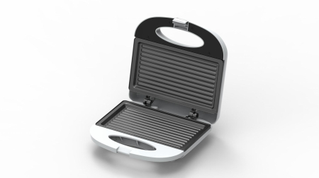 Sandwich maker HEINNER SWAN SM-K750FGWH, 750w, capacitate: 2 sandwich-uri, placi antiadezive fixe tip grill, alb [1]