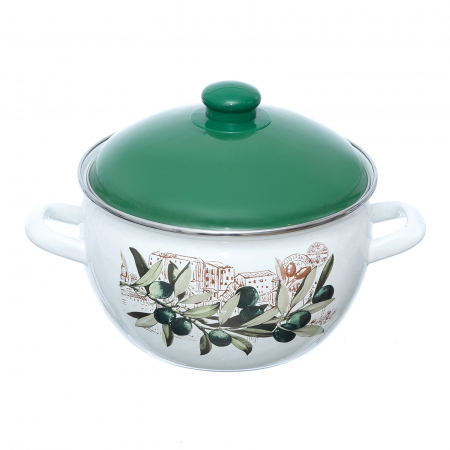 Set 3 oale emailate cu capac Arian, cantitate 3,8 litri, 4,8 litri, 6,2 litri, Verde [2]