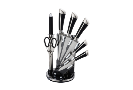 Ustensile gatit - Set cutite 8 piese Zilan ZLN1634, Suport inclus, Otel inoxidabil 3CR13, Compatibil masina de spalat vase