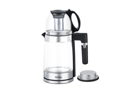 Fierbatoare - Set fierbator electric+ceainic Floria ZLN1757 cu infuzor pentru ceai, Putere 1500W, Capacitate 1.8L+1.2L, Sticla