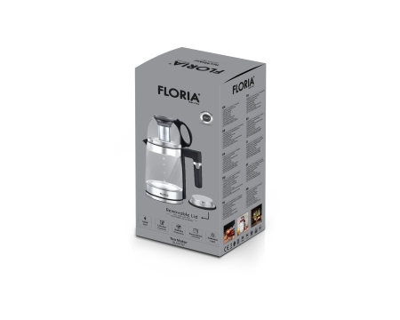 Set fierbator electric+ceainic Floria ZLN1757 cu infuzor pentru ceai, Putere 1500W, Capacitate 1.8L+1.2L, Sticla [1]