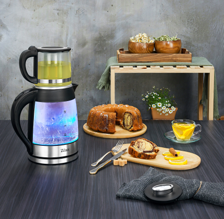 Set fierbator electric plus ceainic Zilan ZLN4858 Argintiu, putere 2200W, capacitate 1.8L si 0.8L [6]