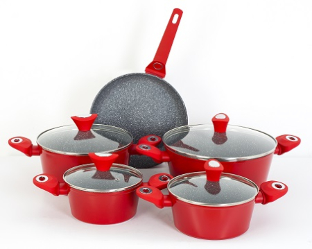 Oale - Set oale 9 piese, Zilan ZLN3260, Material aluminiu, Interior granit, Compatibil inductie