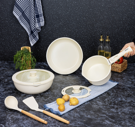 Set vase de gatit Zilan ZLN0965 din 8 piese, 5 straturi de material, compatibil cuptor [11]