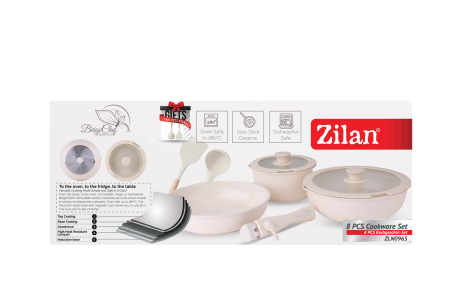 Set vase de gatit Zilan ZLN0965 din 8 piese, 5 straturi de material, compatibil cuptor [8]