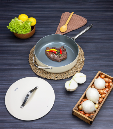 Tigaie inalta cu capac Zilan ZLN0880 din 5 straturi de material, maner inox, 28 cm [7]