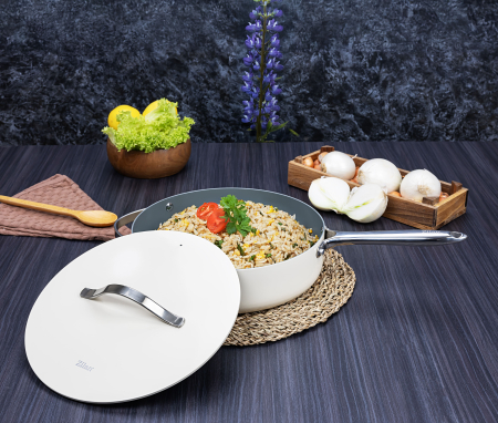 Tigaie inalta cu capac Zilan ZLN0880 din 5 straturi de material, maner inox, 28 cm [8]