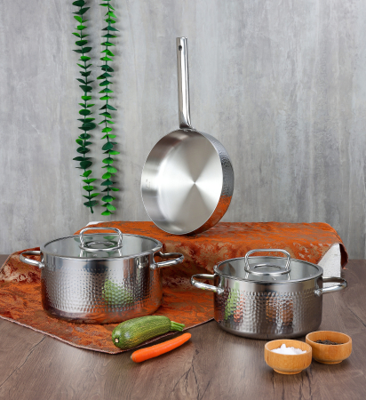 Tigaie inalta Zilan ZLN1337 din otel inoxidabil, 1.5L, Diametru 24 cm, Maner nituit, Maner din inox [5]