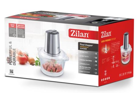 Tocator legume-fructe ZILAN ZLN3888, Putere 300W, Vas din sticla 1.6L, 4 lame inox, 2 trepte de viteza [4]