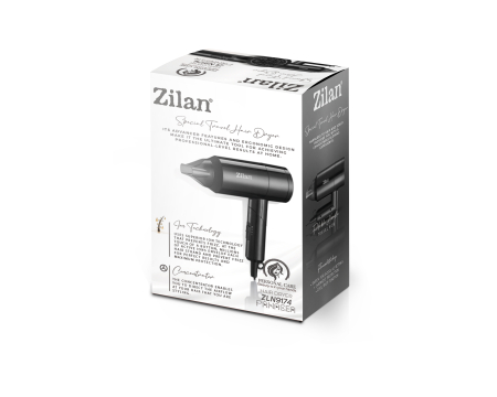 Uscator de par Zilan ZLN9174, Maner pliabil, 3 trepte de temperatura, 1800W, 2 trepte de viteza, Functie ionica,  [3]