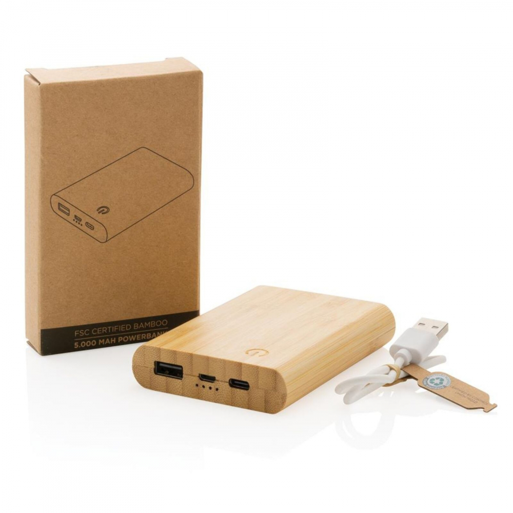 Baterie externa BambooWatt, 5.000 mAh, material bambus [4]