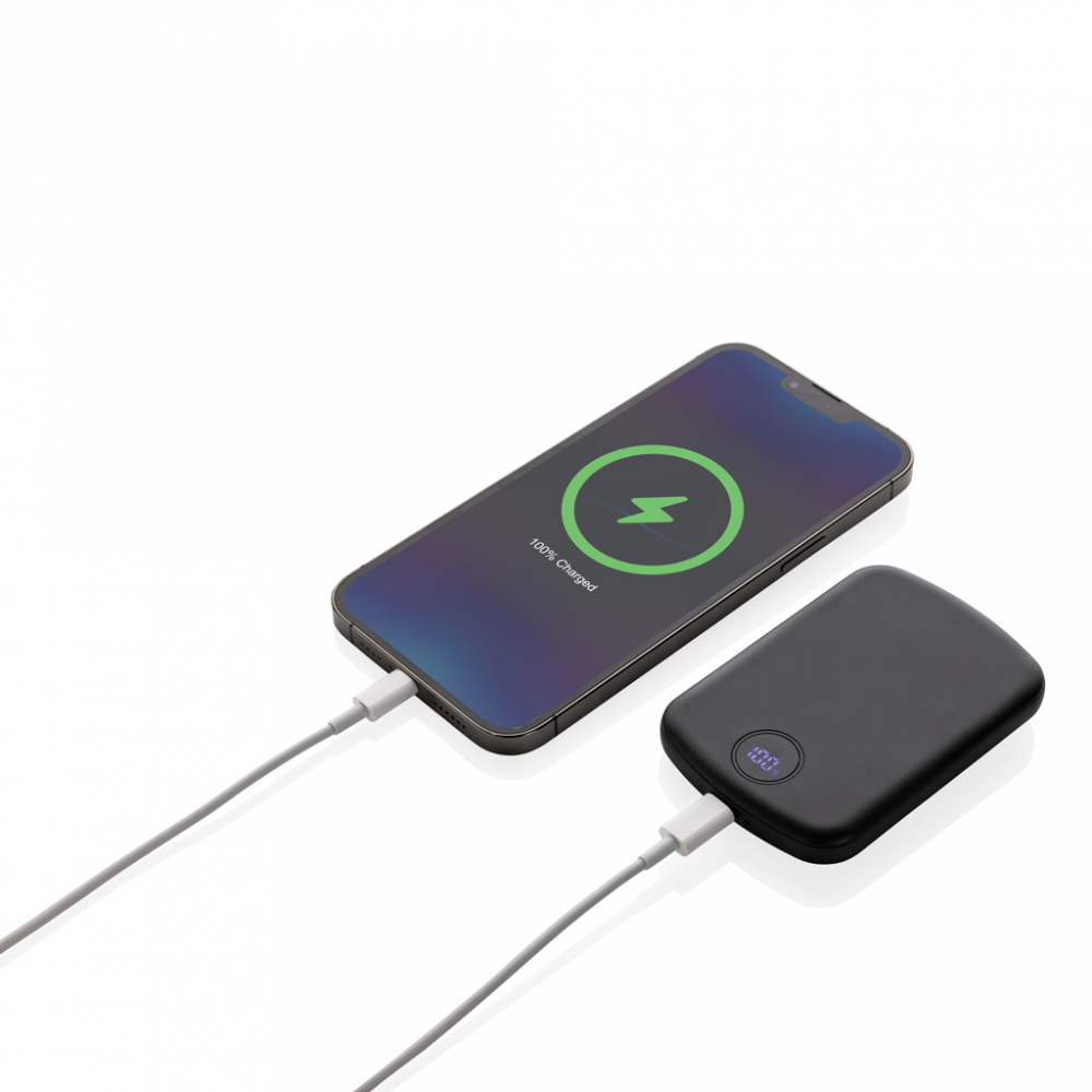 Baterie externă compactă 5.000 mAh cu încărcare wireless magnetică 15W și ecran LED [4]