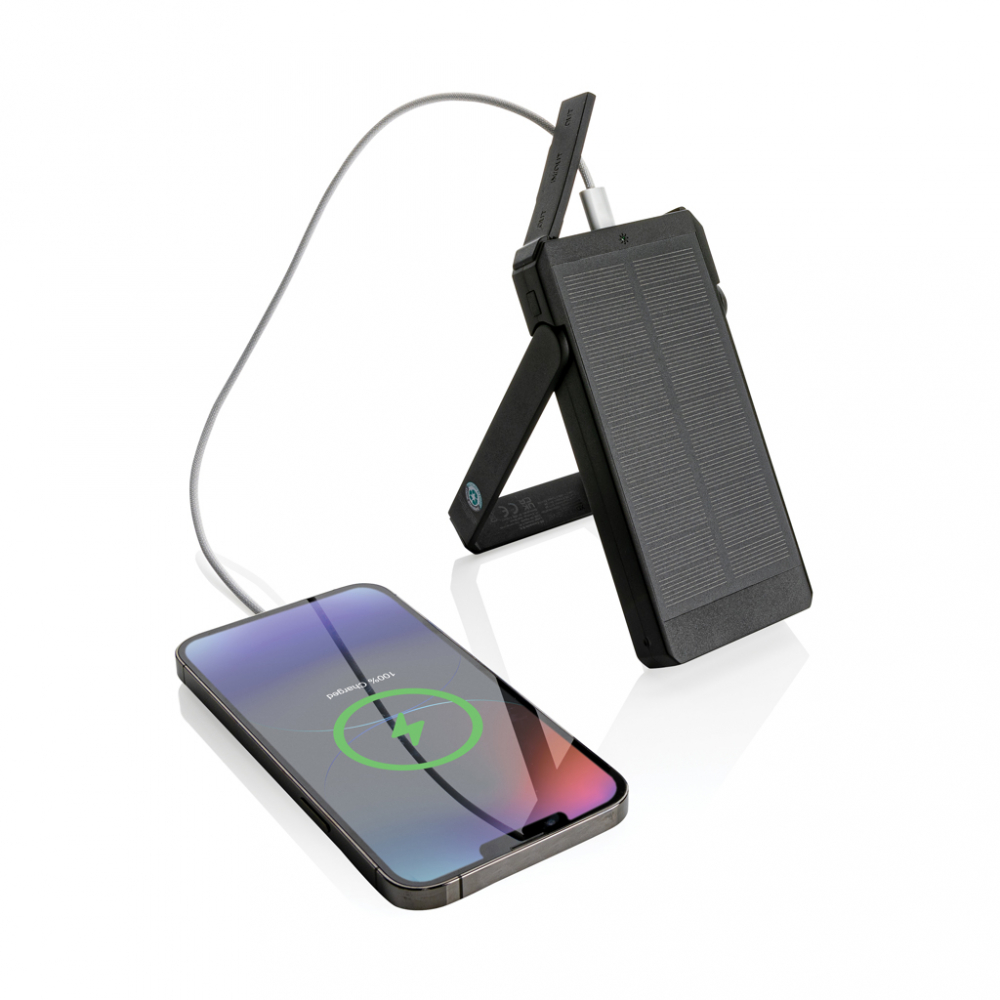 Baterie externă solară 10.000 mAh – cu panou monocrystalline și suport integrat [3]