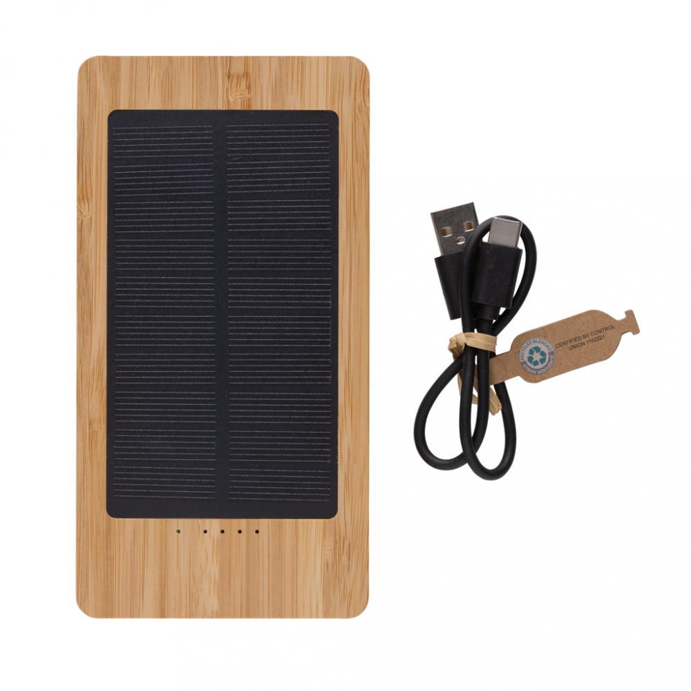 Baterie externă solară 10.000 mAh din bambus FSC® 100% [5]