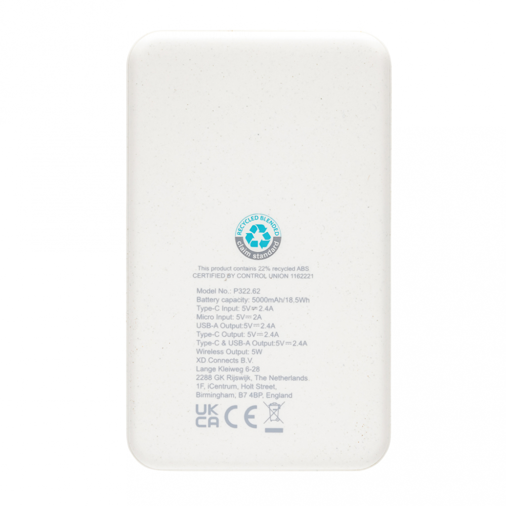 Baterie externă wireless 5.000 mAh din materiale reciclate [6]