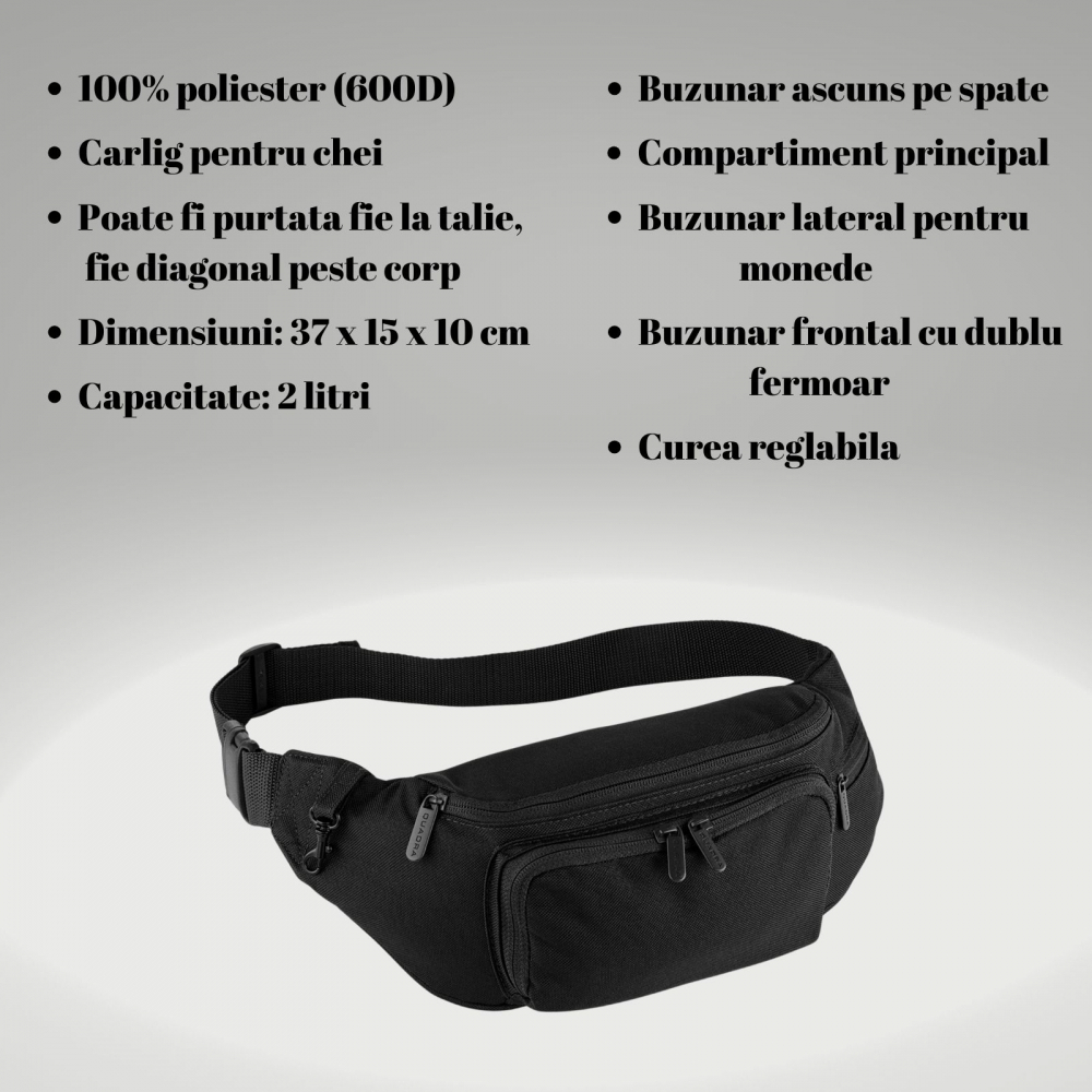 Borseta Festival, Ronic, 4 buzunare, 37 x 15 x 10 cm, unisex, negru [7]
