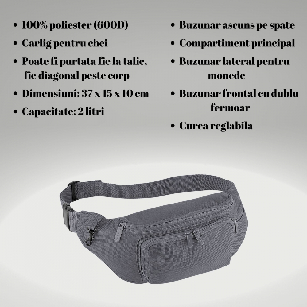 Borseta Festival, Ronic, 4 buzunare, 37 x 15 x 10 cm, unisex, gri [5]