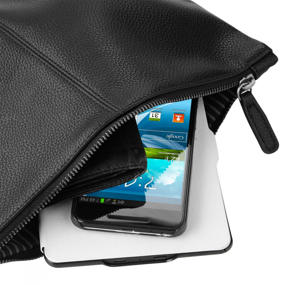 Borseta NuHide, poliuretan 100% aspect din piele, potrivita pentru iPad mini, 28 x 20 cm, 2l, negru [2]