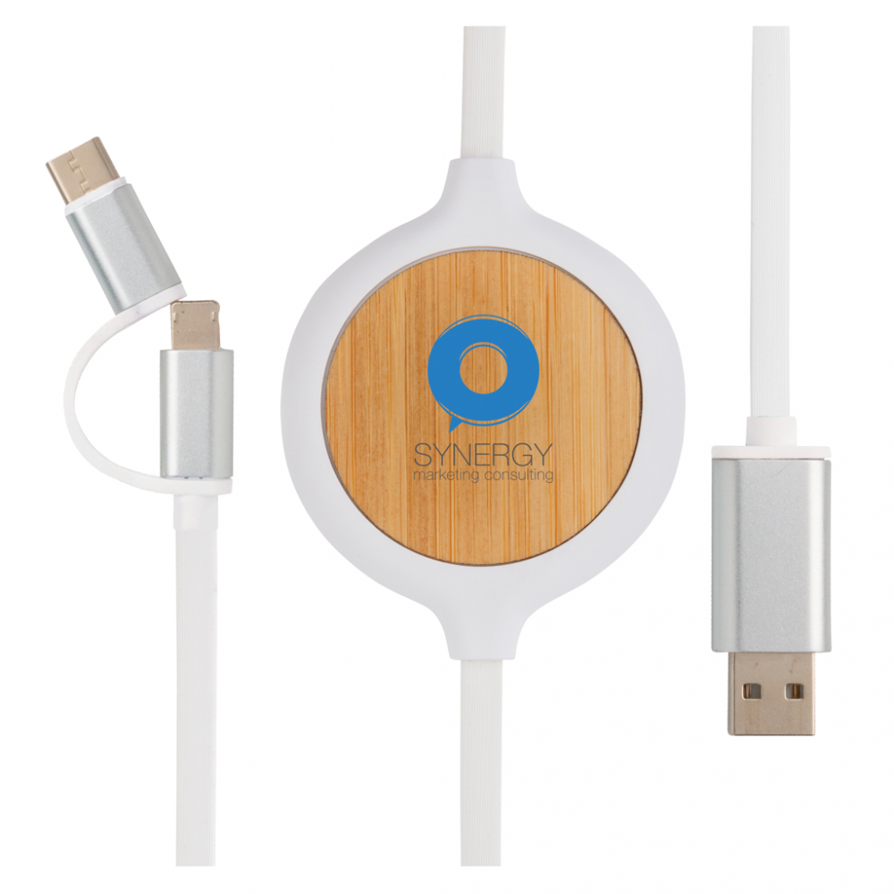 Cablu de încărcare 3-în-1 cu design unic din bambus, 5W [5]