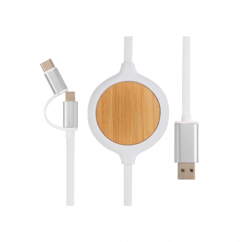 Cablu de încărcare 3-în-1 cu design unic din bambus, 5W [2]