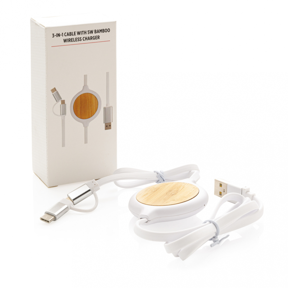 Cablu de încărcare 3-în-1 cu design unic din bambus, 5W [8]
