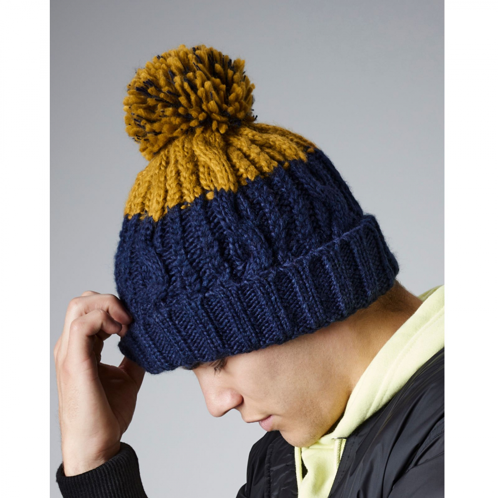Caciula Apres, Ronic X, 100% poliacrilic Soft-Spun, groasa pentru iarna, banda termica interioara, ciucure, unisex, bleumarin cu galben [2]