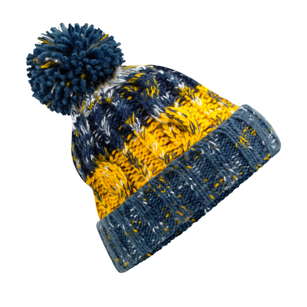 Caciula captusita Corks din tricot, marime universala, unisex, galben/bleumarin/alb [1]