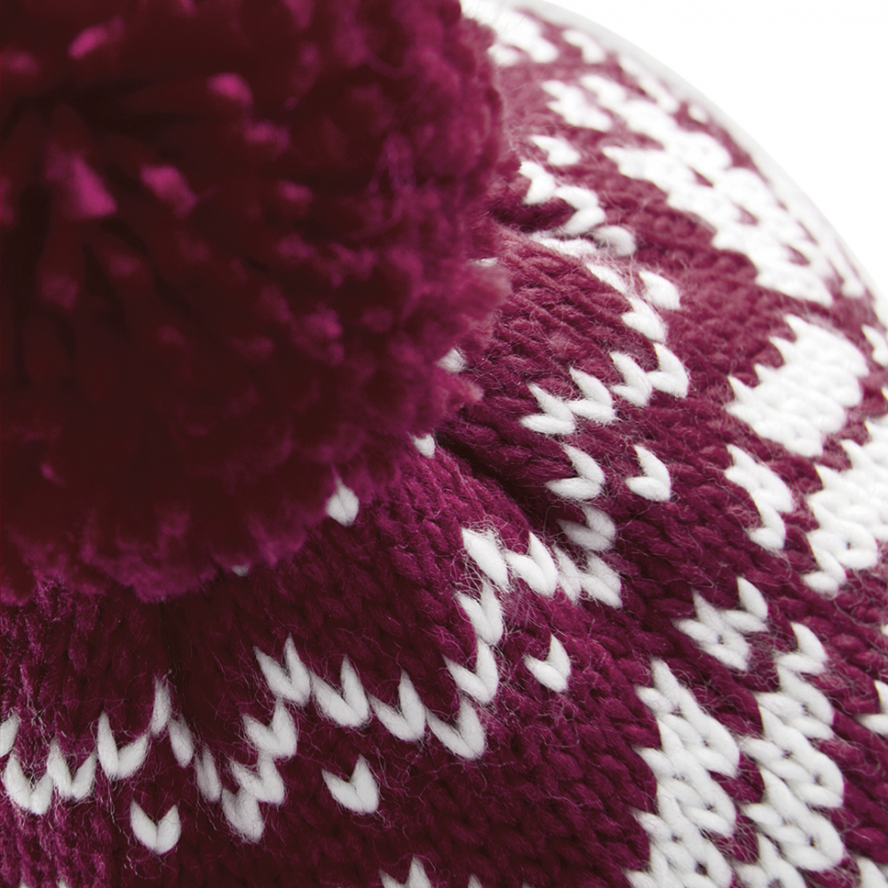 Caciula Fair Isle, Ronic, material acrilic, marime universala, unisex, visiniu [2]
