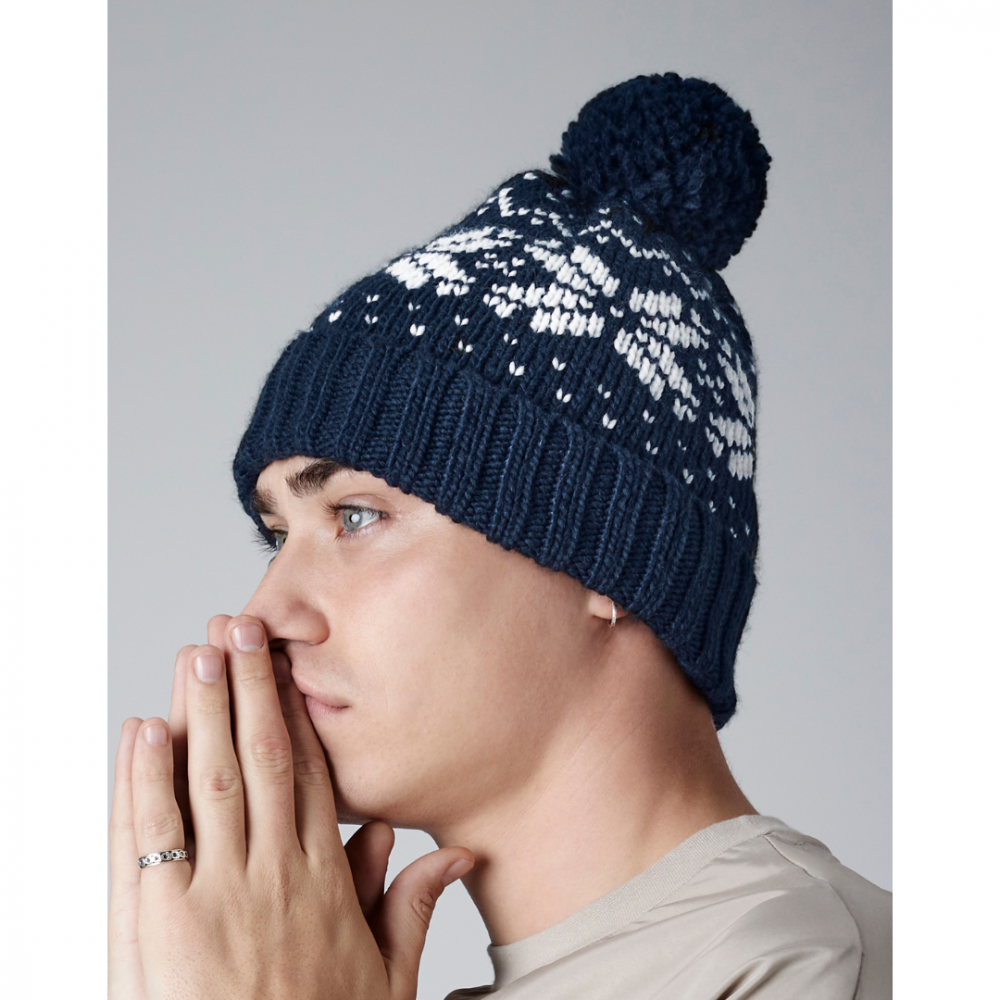 Caciula Fair Isle, Ronic, material acrilic, marime universala, unisex, visiniu [4]