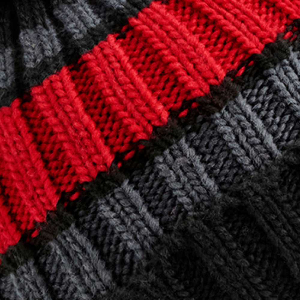 Caciula Hygge, Ronic, marime universala, unisex, negru/rosu [2]