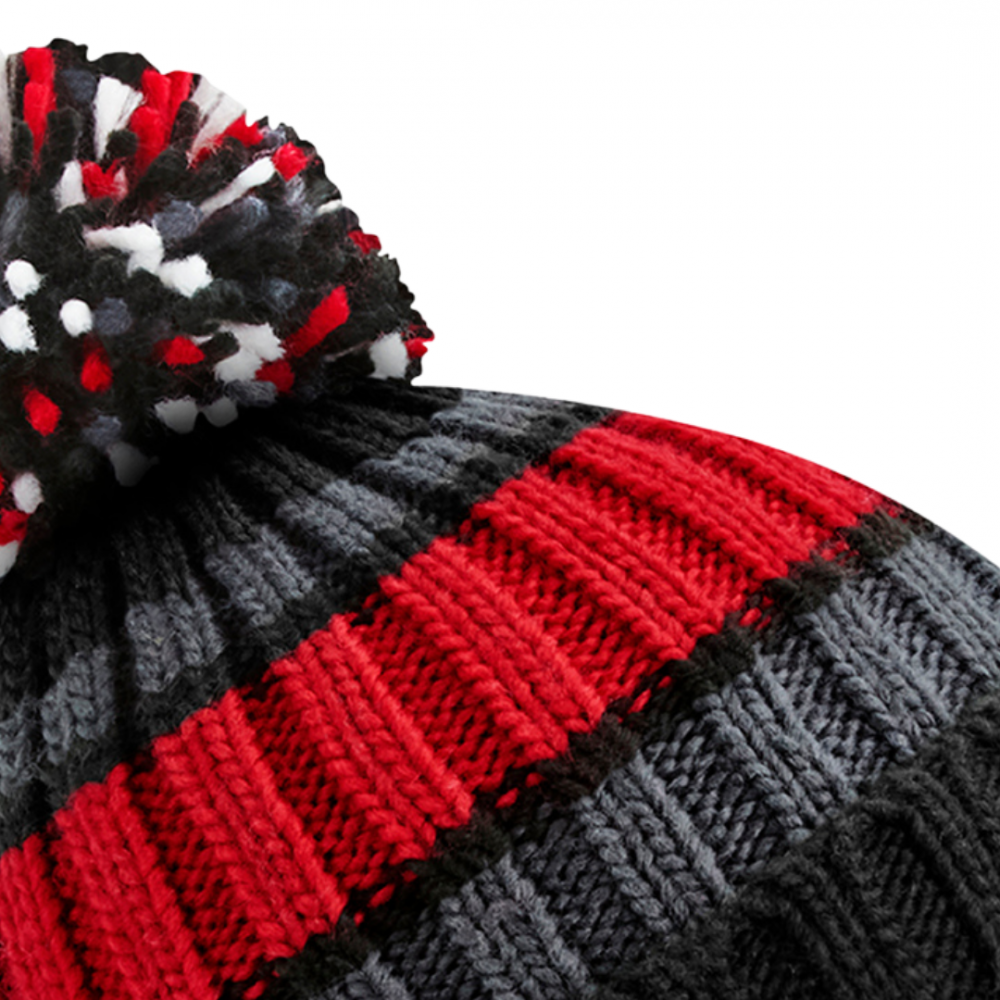 Caciula Hygge, Ronic, marime universala, unisex, negru/rosu [3]