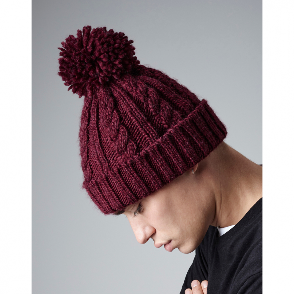 Caciula Melange, Ronic, tricotata manual, marime universala, unisex, visiniu [3]