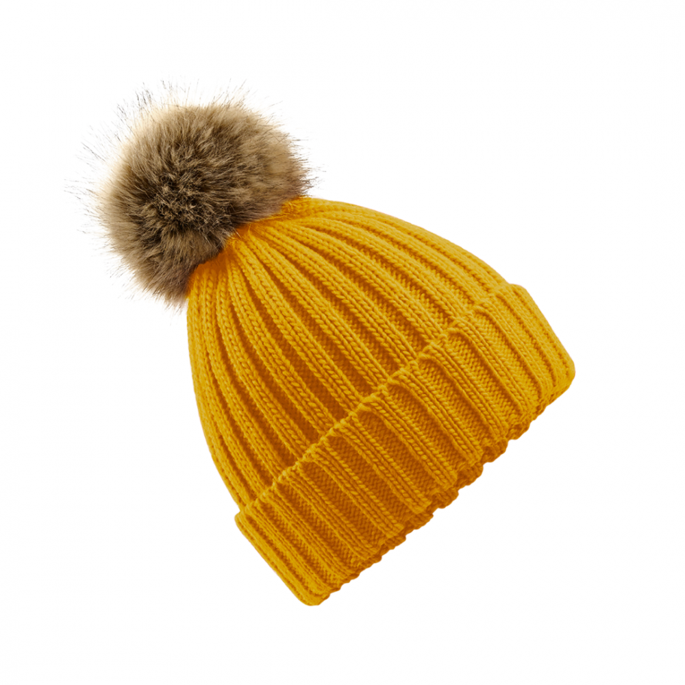 Caciula Pom Pom, Ronic, marime universala, unisex, galben mustar [1]